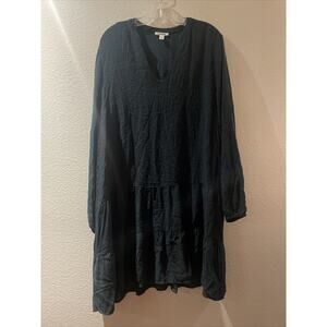 goodthreads, green cheetah print long sleeveshort dress, xl